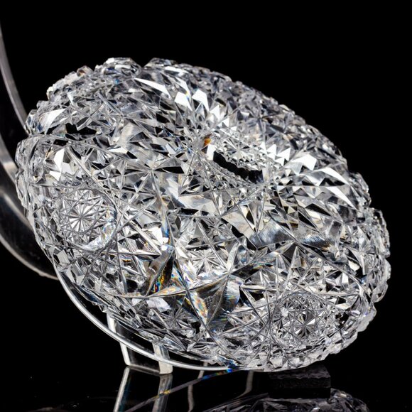 American Brilliant Cut Crystal Vanity Jar | Antique Collectible | Crystal Powder - Picture 6 of 8